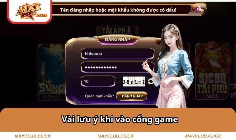 Vài lưu ý khi vào cổng game